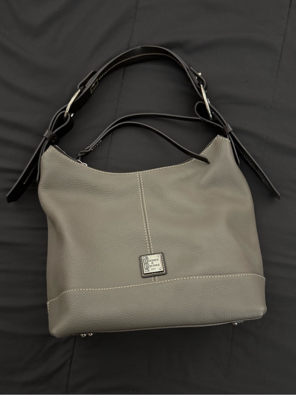 Dooney & Bourke Gray Pebbled Leather Shoulder Bag